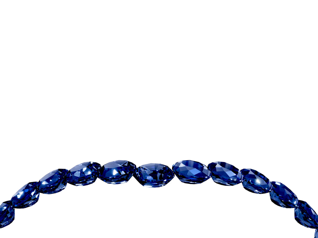 Pavé Round Blue Sapphire Chevron Band in Platinum with Shared Prong Setting