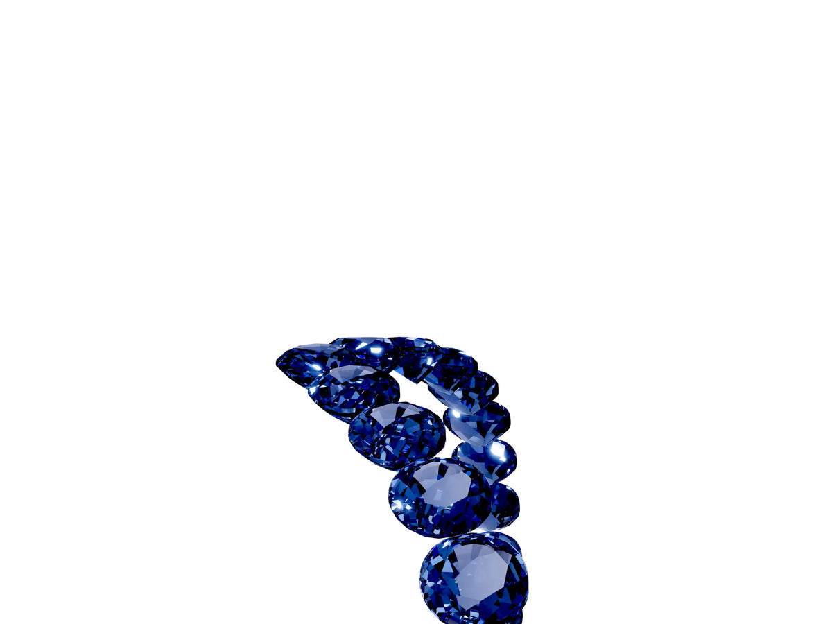 Pavé Round Blue Sapphire Chevron Band in Platinum with Shared Prong Setting