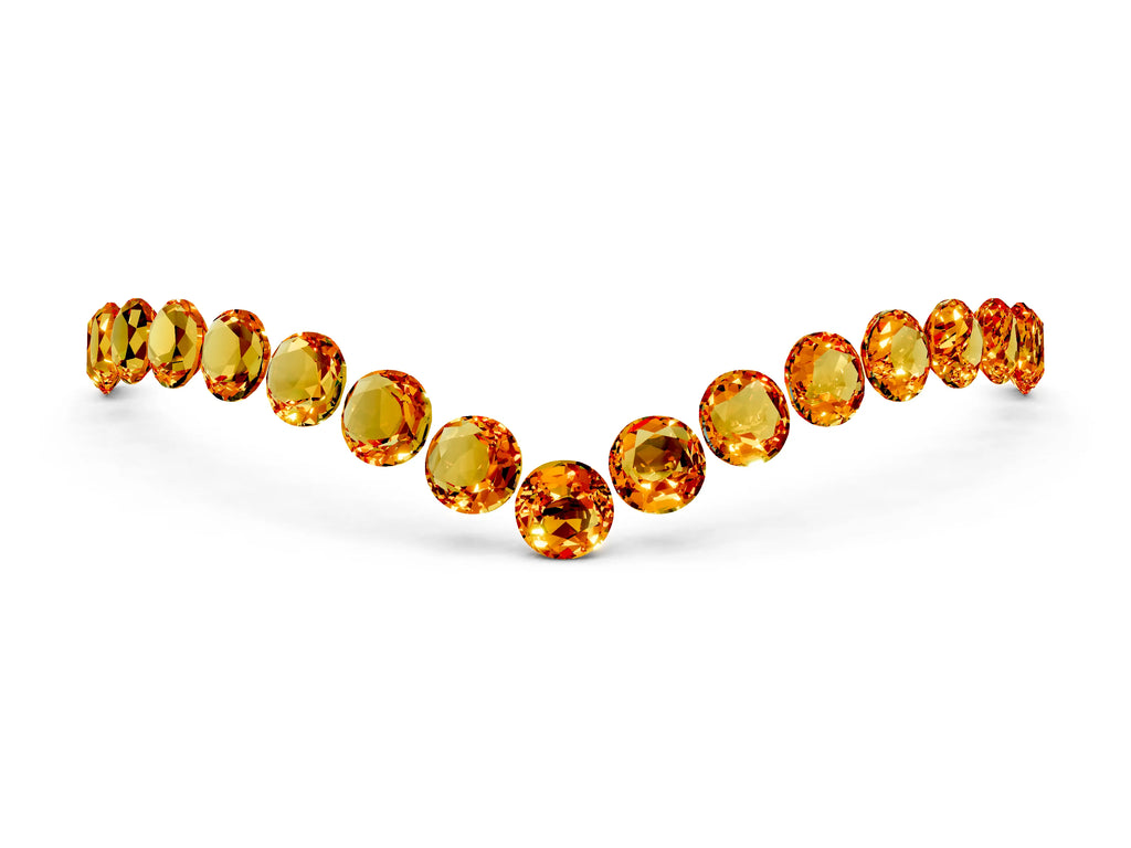Pavé Round Citrine Chevron Band in Platinum with Shared Prong Setting