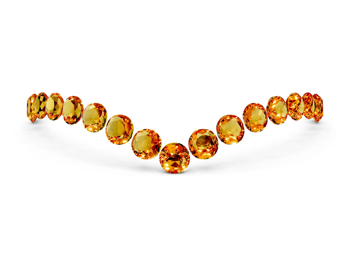 Pavé Round Citrine Chevron Band in Platinum with Shared Prong Setting