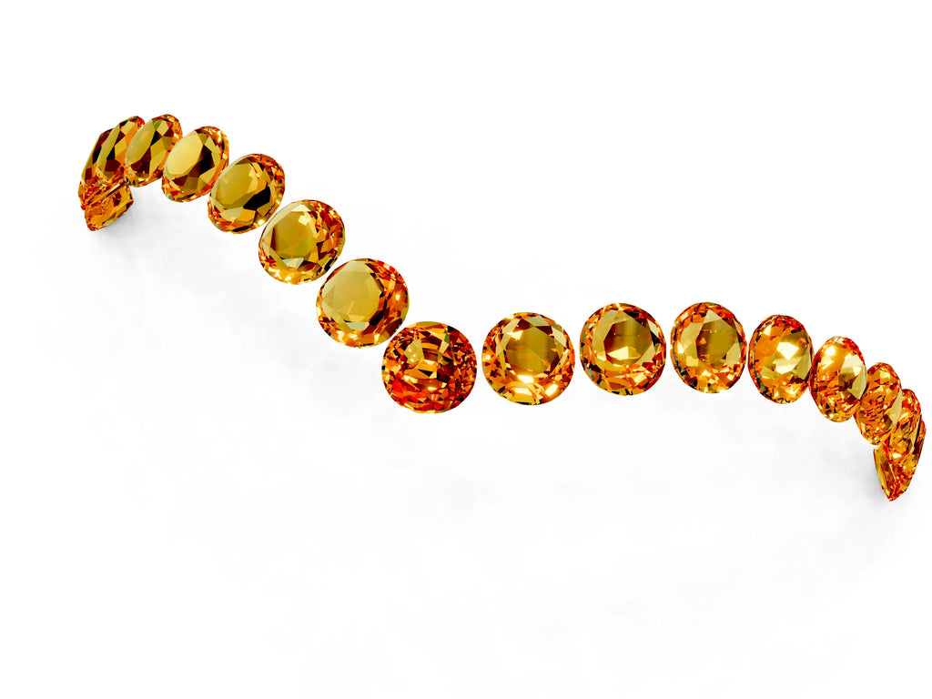 Pavé Round Citrine Chevron Band in Platinum with Shared Prong Setting