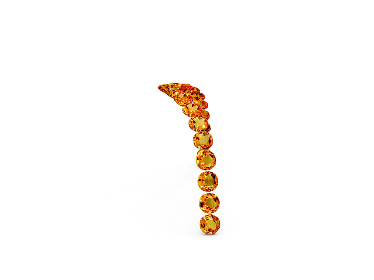 Pavé Round Citrine Chevron Band in Platinum with Shared Prong Setting