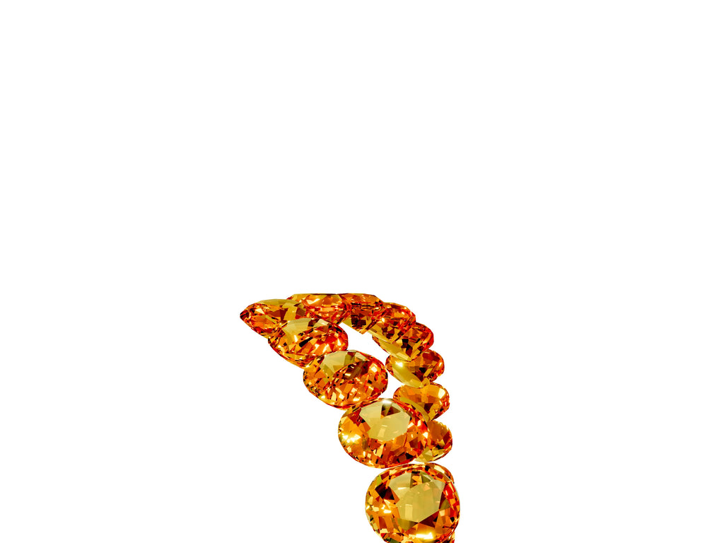Pavé Round Citrine Chevron Band in Platinum with Shared Prong Setting