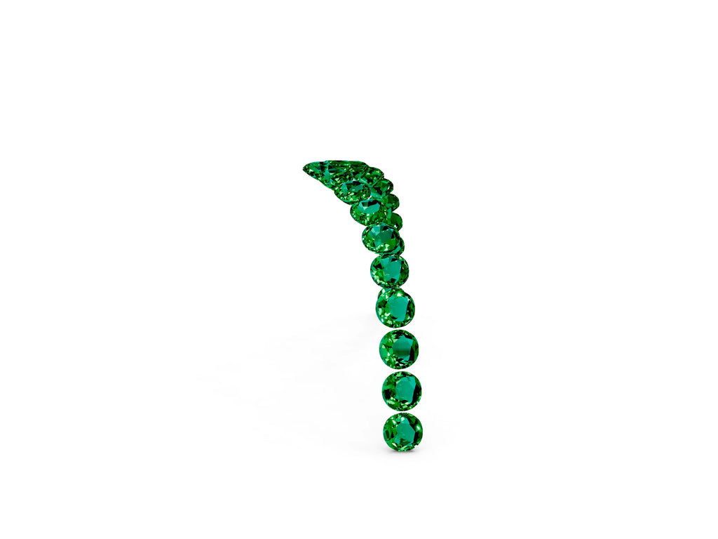 Pavé Round Emerald Chevron Band in White gold with Shared Prong Setting