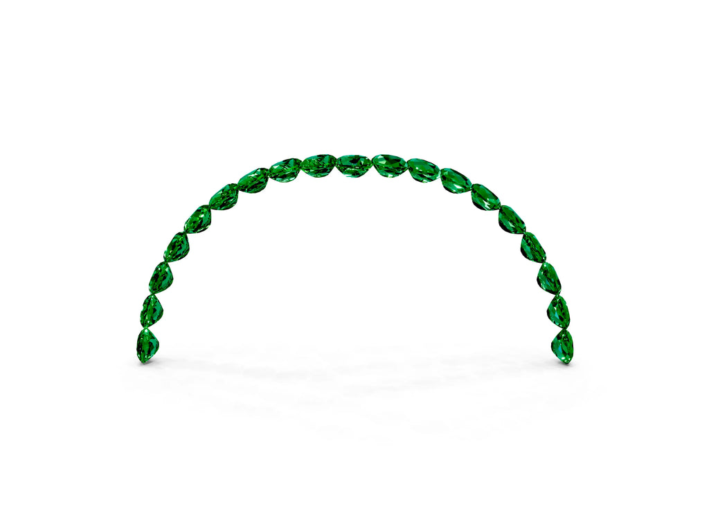 Pavé Round Emerald Chevron Band in White gold with Shared Prong Setting