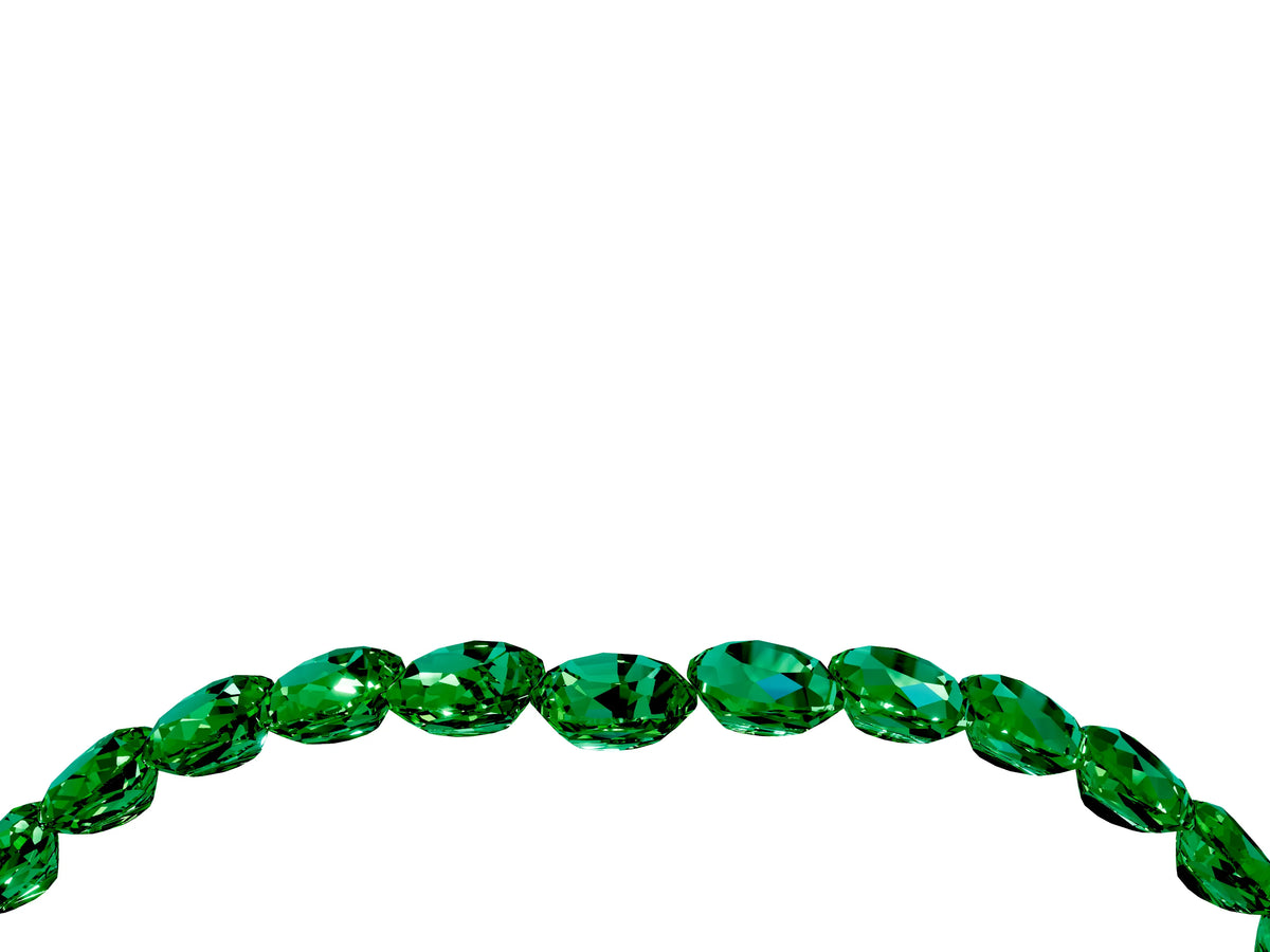 Pavé Round Emerald Chevron Band in White gold with Shared Prong Setting