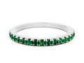 Pavé Round Emerald Half Eternity Band in Silver with Shared Prong Setting 