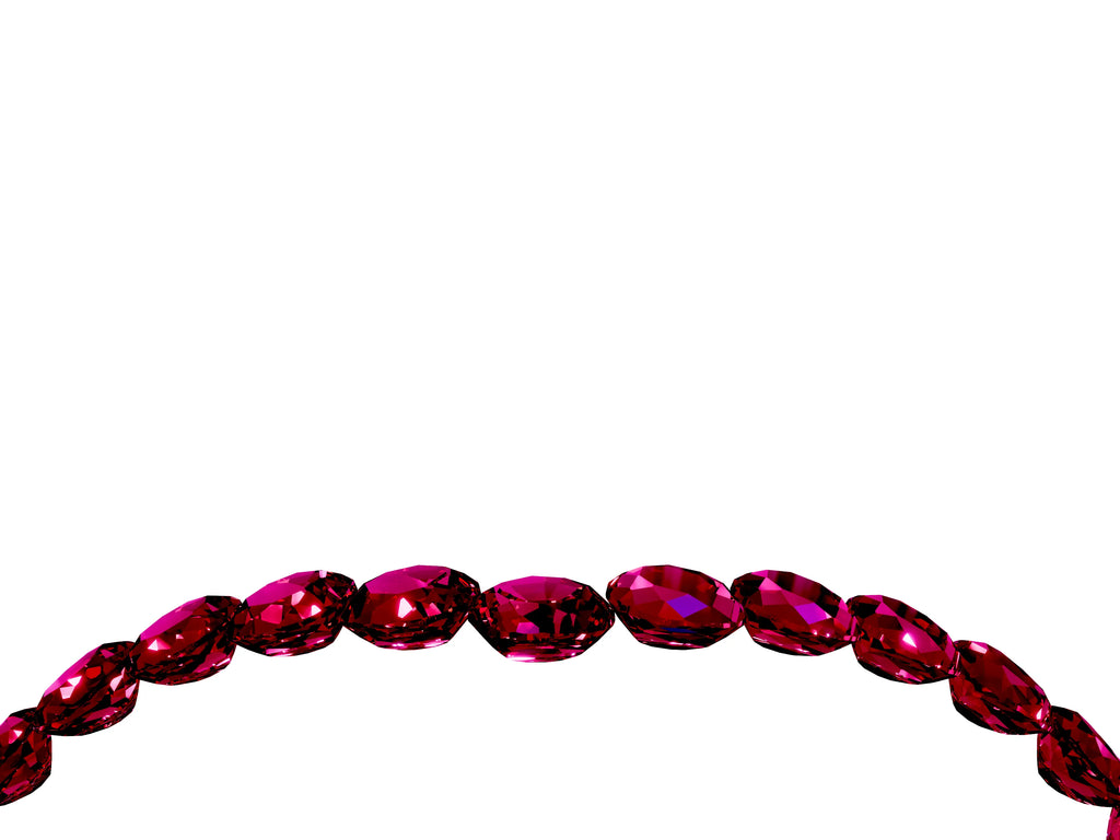 Pavé Round Garnet Chevron Band in White gold with Shared Prong Setting