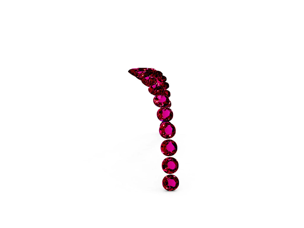 Pavé Round Garnet Chevron Band in Yellow gold with Shared Prong Setting
