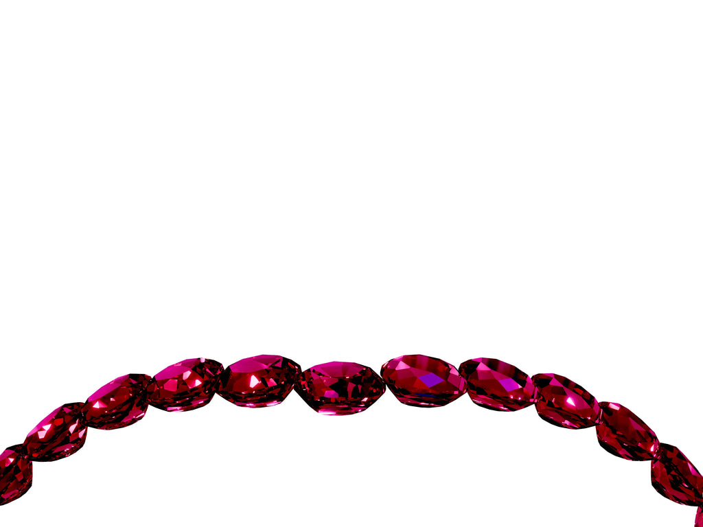 Pavé Round Garnet Chevron Band in Yellow gold with Shared Prong Setting