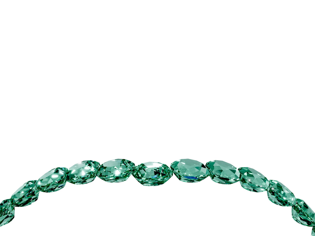 Pavé Round Green Sapphire Chevron Band in White gold with Shared Prong Setting