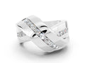 Pavé Round Moissanite Crossover Band in Platinum with Channel Setting