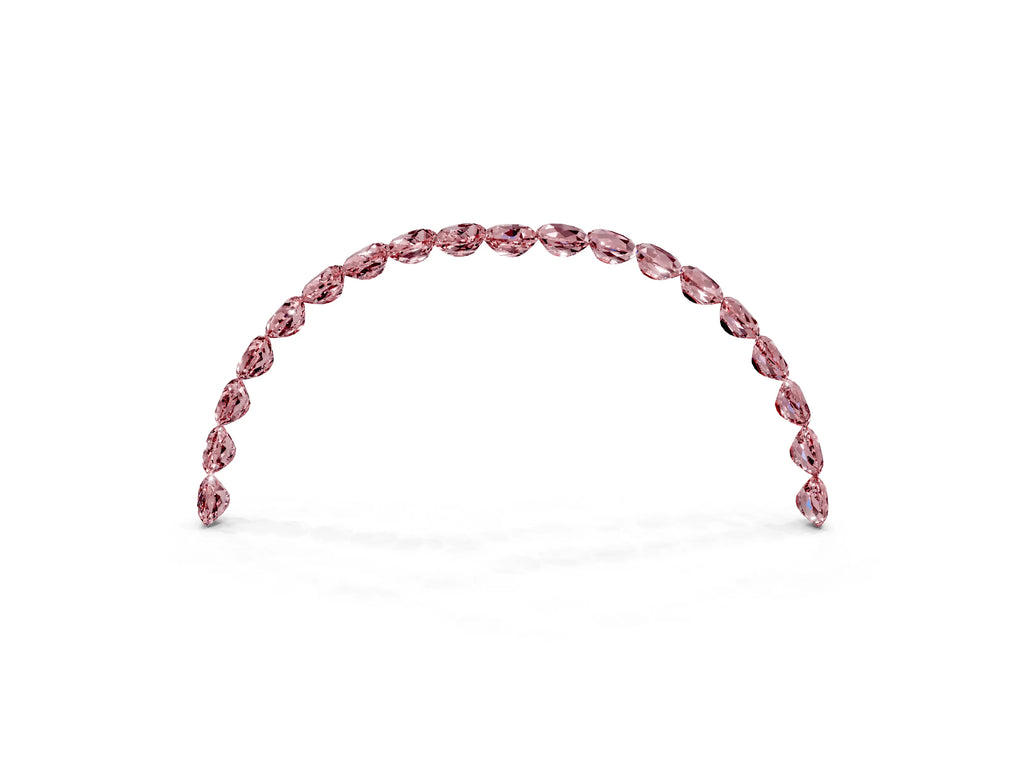 Pavé Round Morganite Chevron Band in Rose gold with Shared Prong Setting