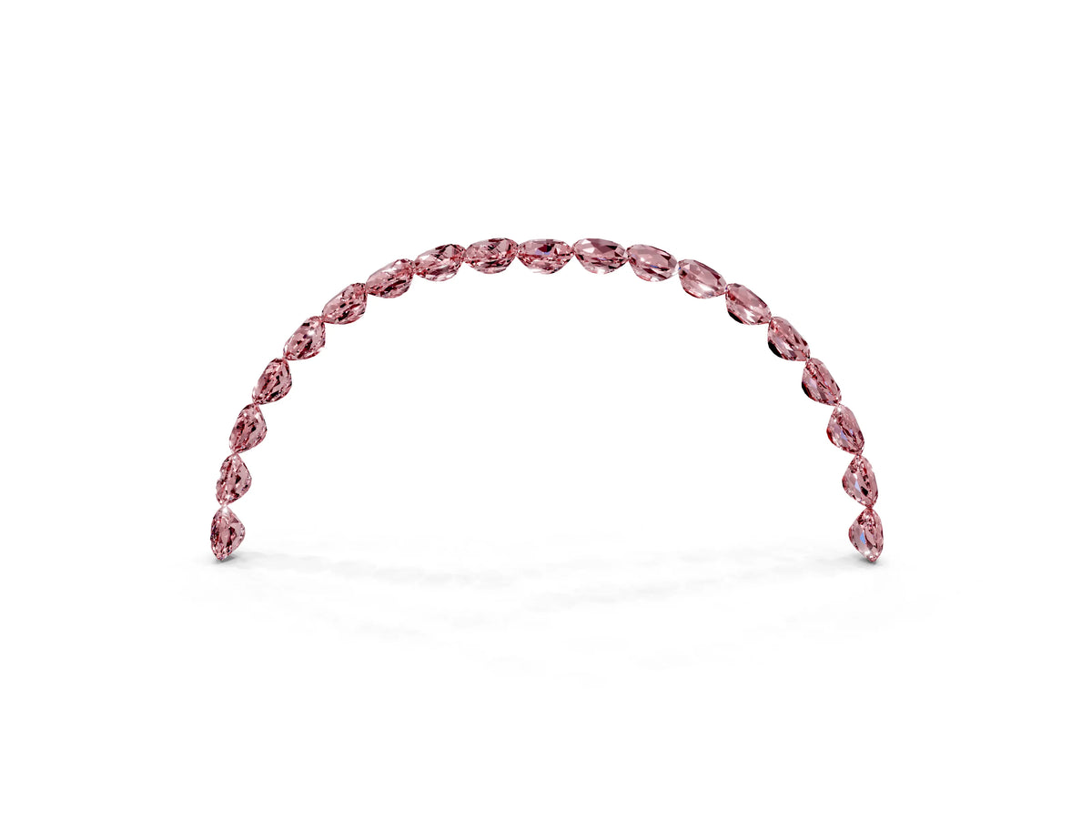 Pavé Round Morganite Chevron Band in Rose gold with Shared Prong Setting