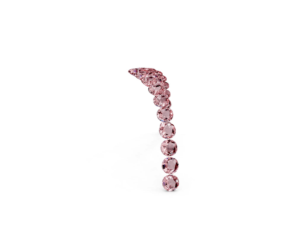 Pavé Round Morganite Chevron Band in Yellow gold with Shared Prong Setting