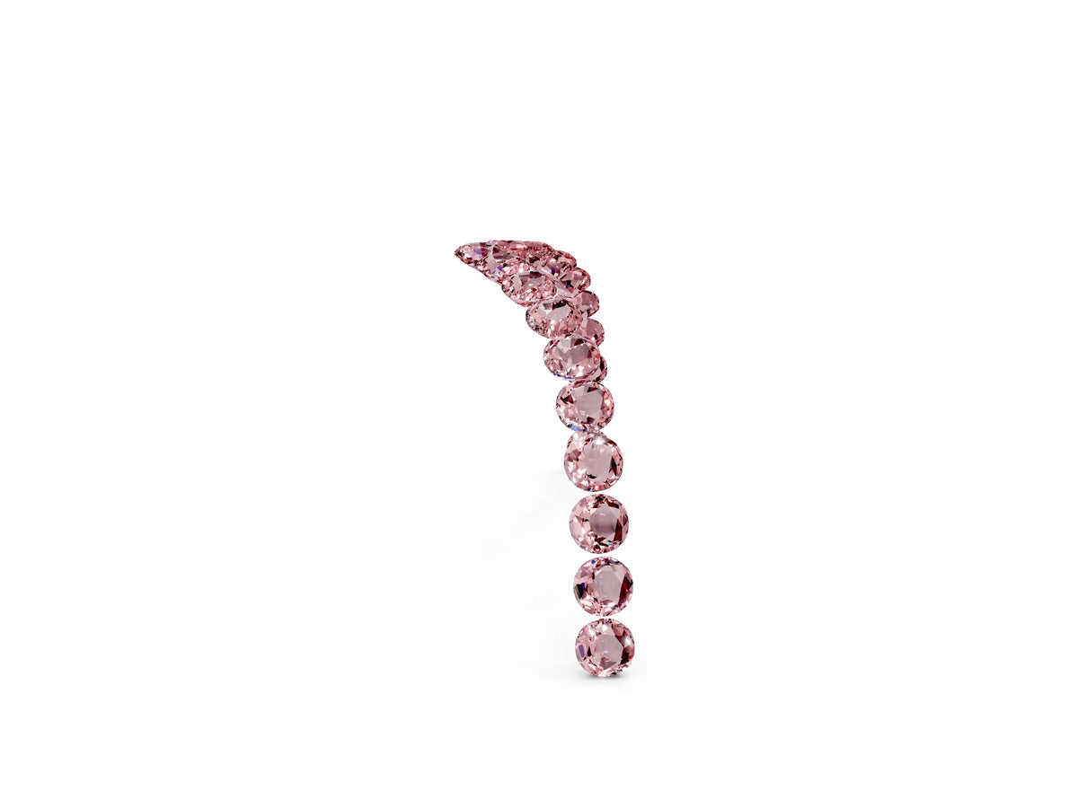 Pavé Round Morganite Chevron Band in Yellow gold with Shared Prong Setting
