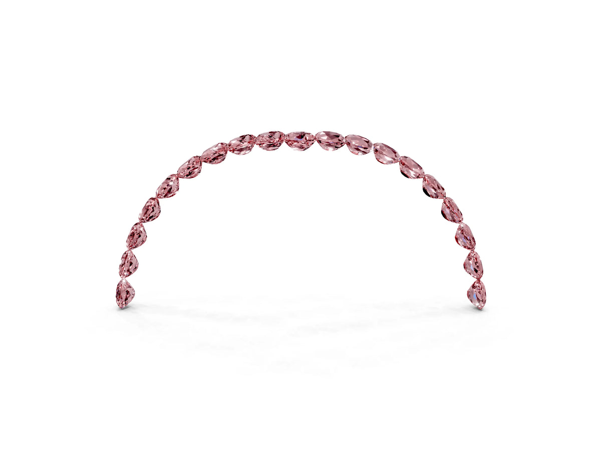 Pavé Round Morganite Chevron Band in Yellow gold with Shared Prong Setting