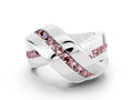 Pavé Round Morganite Crossover Band in Platinum with Channel Setting