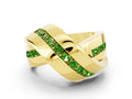 Pavé Round Peridot Crossover Band in Yellow gold with Channel Setting
