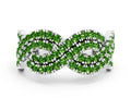 Pavé Round Peridot Infinity Twist Band in White gold with Shared Prong Setting