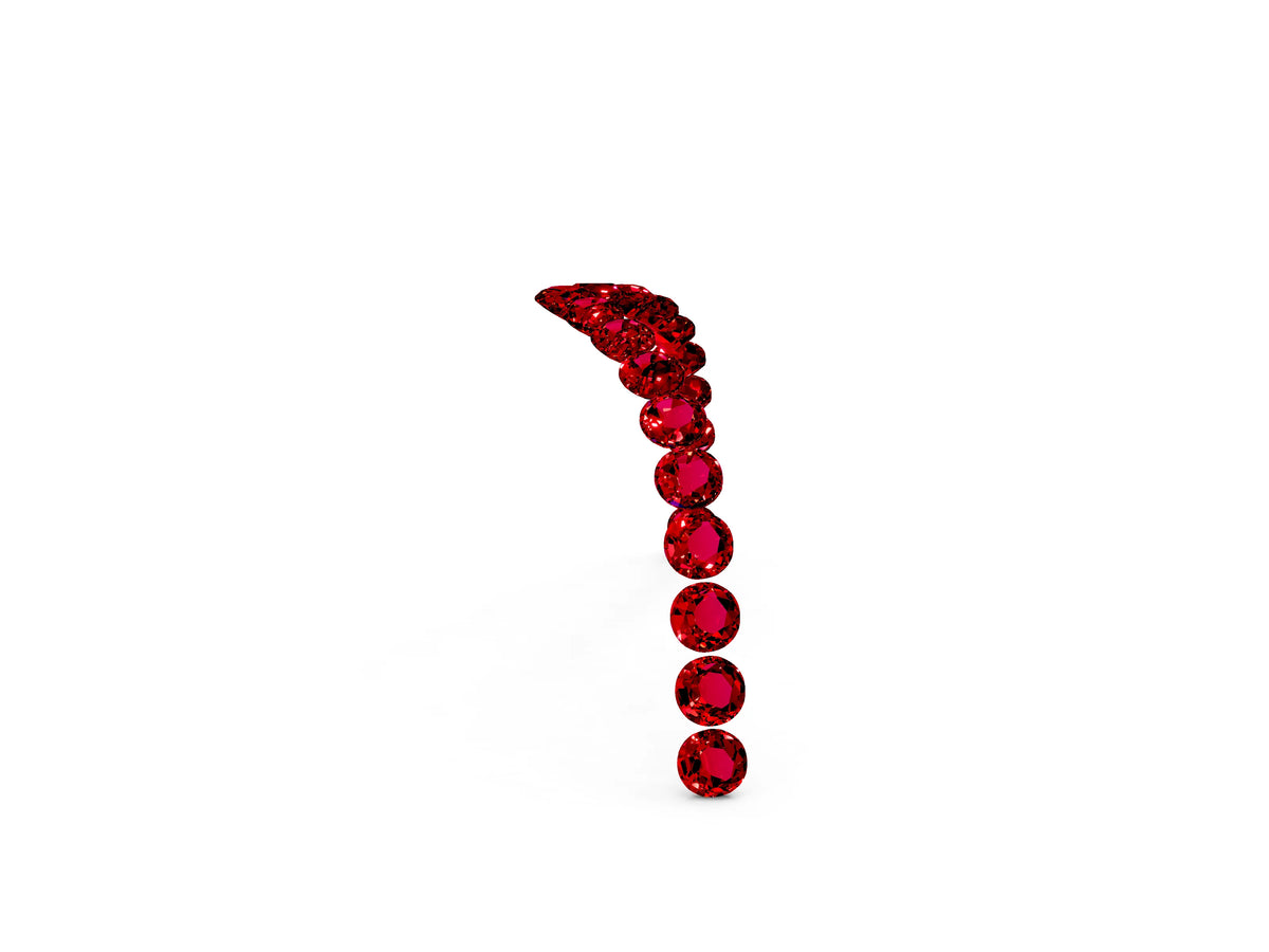Pavé Round Ruby Chevron Band in White gold with Shared Prong Setting
