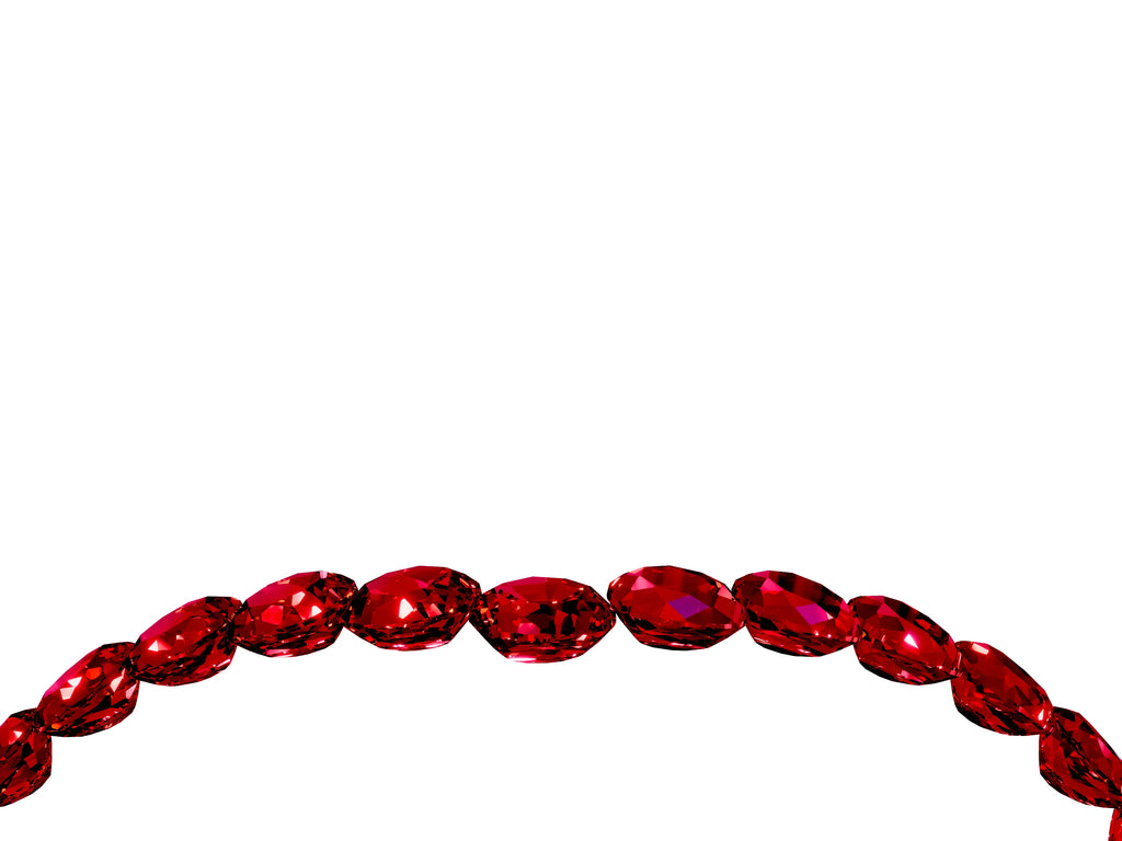 Pavé Round Ruby Chevron Band in White gold with Shared Prong Setting