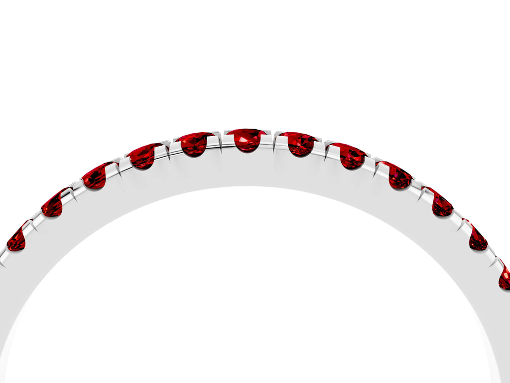 Pavé Round Ruby Half Eternity Band in Platinum with Shared Prong Setting