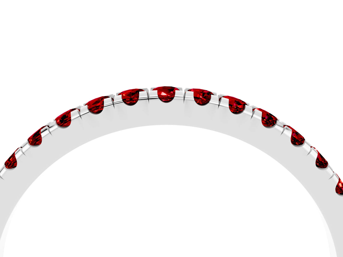 Pavé Round Ruby Half Eternity Band in Platinum with Shared Prong Setting