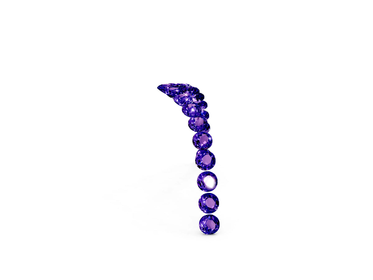 Pavé Round Tanzanite Chevron Band in White gold with Shared Prong Setting