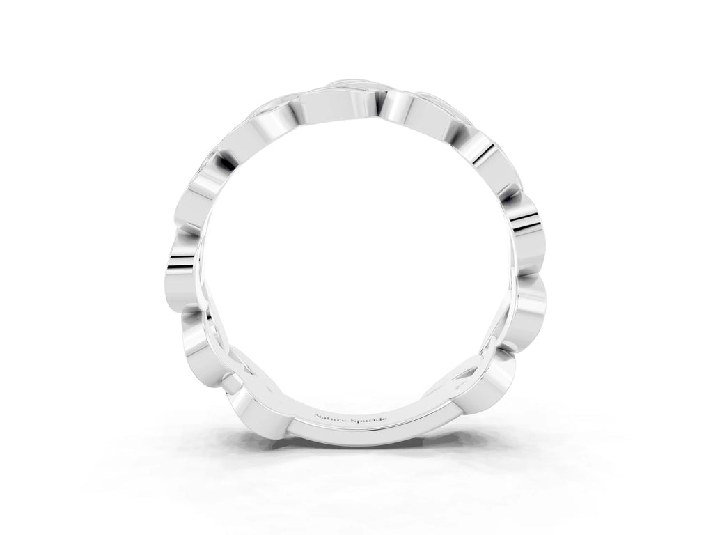 Pavé Round Tanzanite Interlocking Eternity Band in Platinum with Bezel Prong Setting