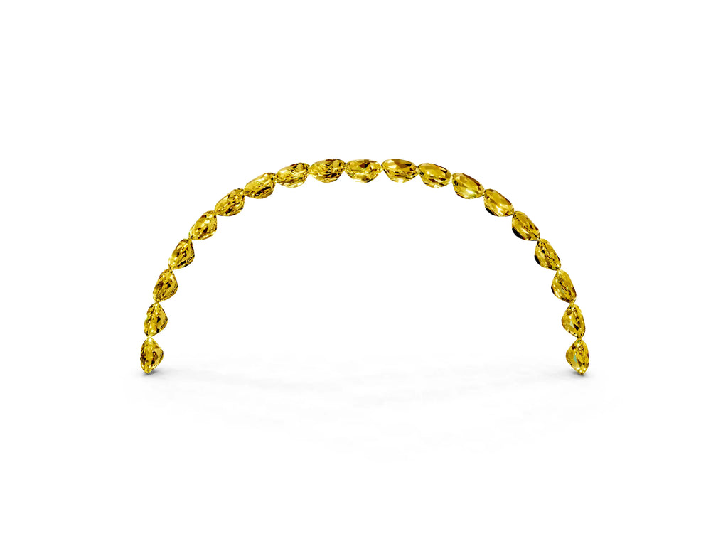 Pavé Round Yellow Sapphire Chevron Band in White gold with Shared Prong Setting