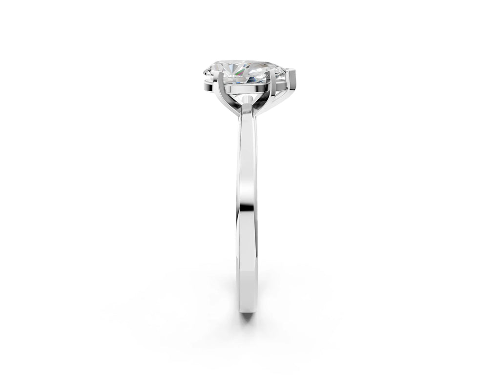 Pear Cut Diamond Solitaire Engagement Ring in Platinum with Prong Setting