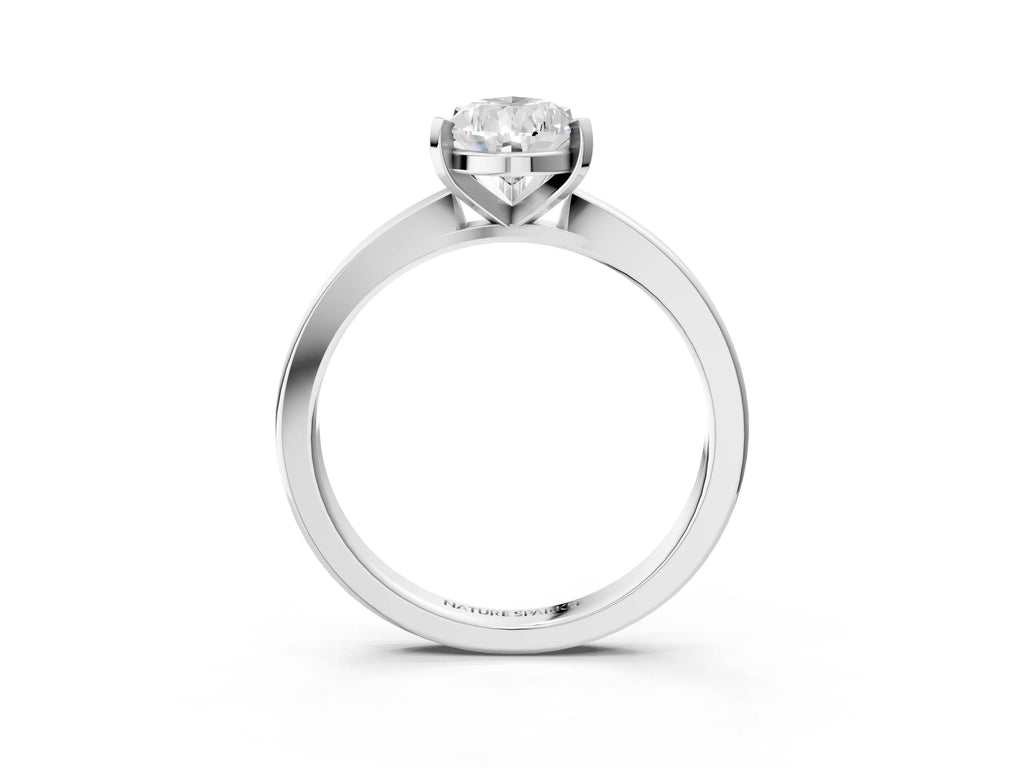 Pear Cut Diamond Solitaire Engagement Ring in Platinum with Prong Setting