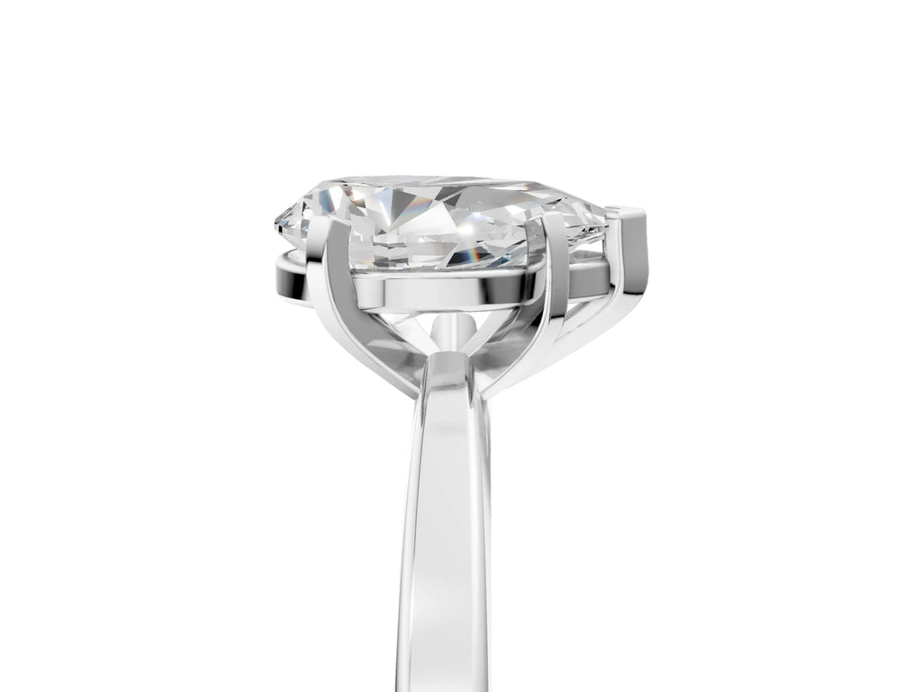 Pear Cut Diamond Solitaire Engagement Ring in Platinum with Prong Setting
