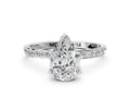 Pear Cut Diamond Solitaire Ring in Platinum with Round Shared Prong Pavé Band