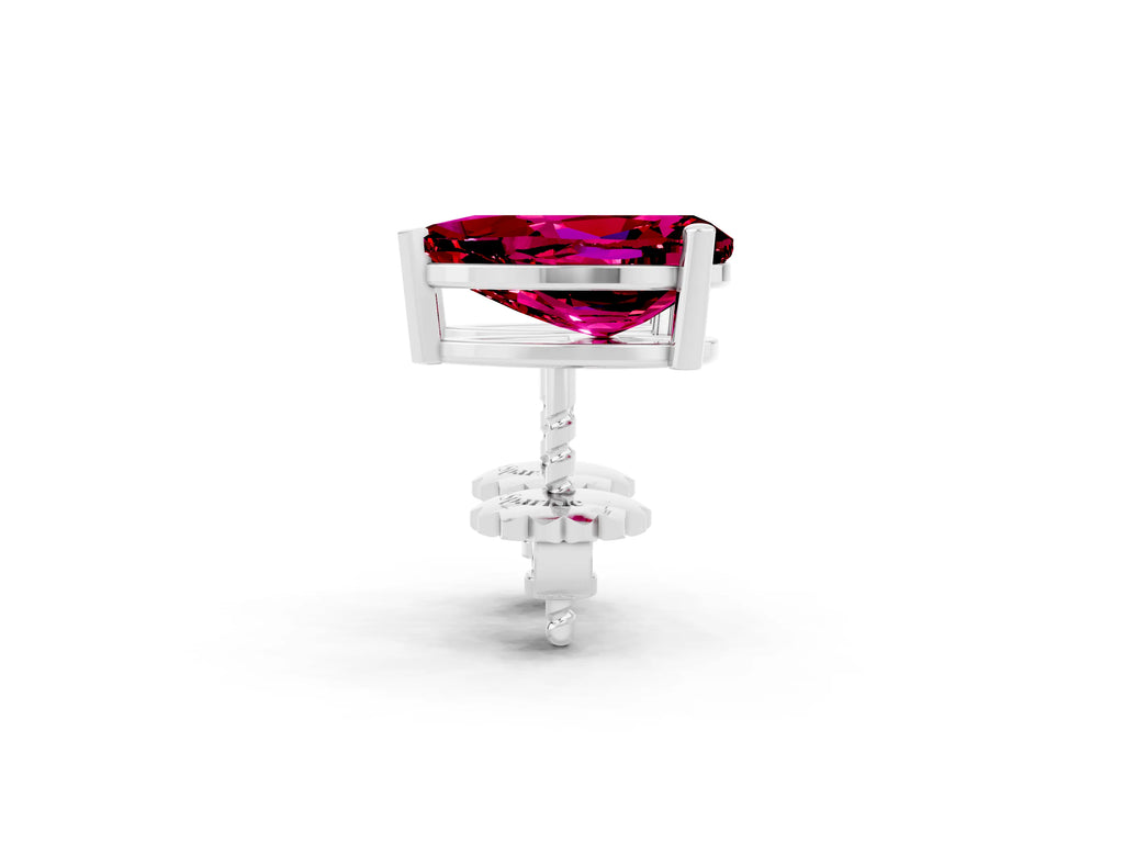Pear Cut Garnet Stud Earrings in Silver with Basket Setting