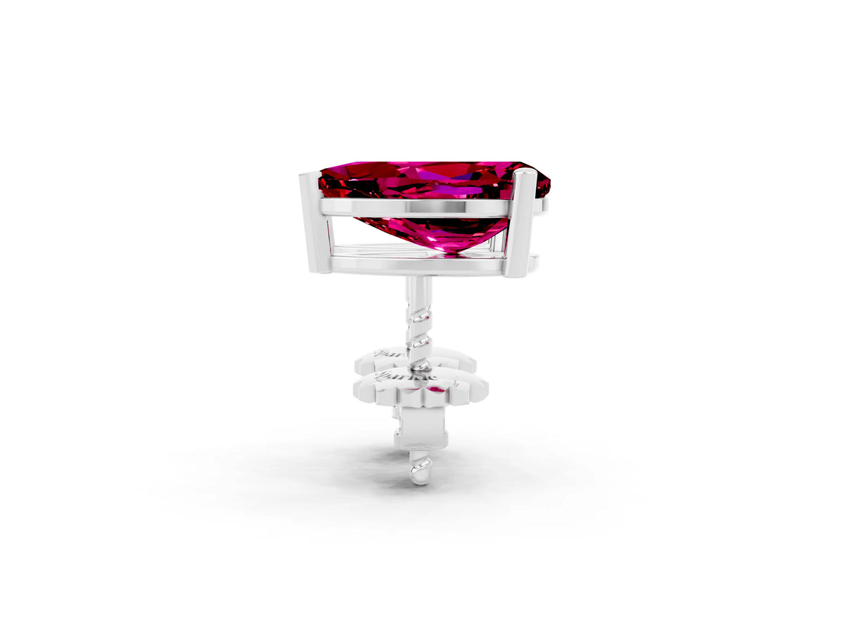 Pear Cut Garnet Stud Earrings in Silver with Basket Setting