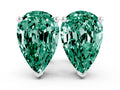 Pear Cut Green Sapphire Stud Earrings in Platinum with Basket Setting