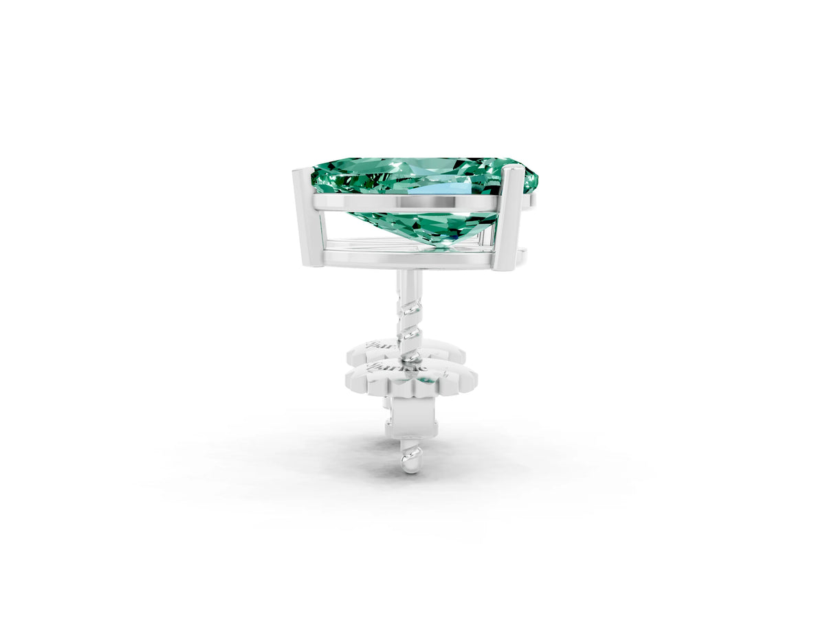 Pear Cut Green Sapphire Stud Earrings in Platinum with Basket Setting
