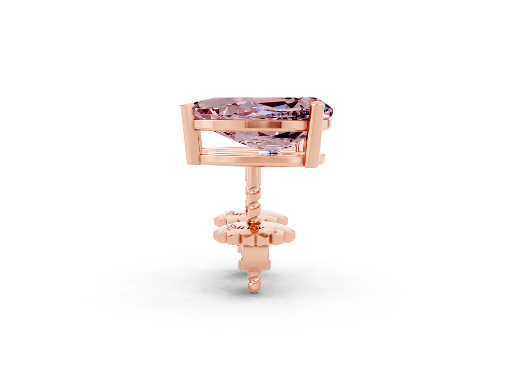 Pear Cut Morganite Stud Earrings in Rose gold with Basket Setting