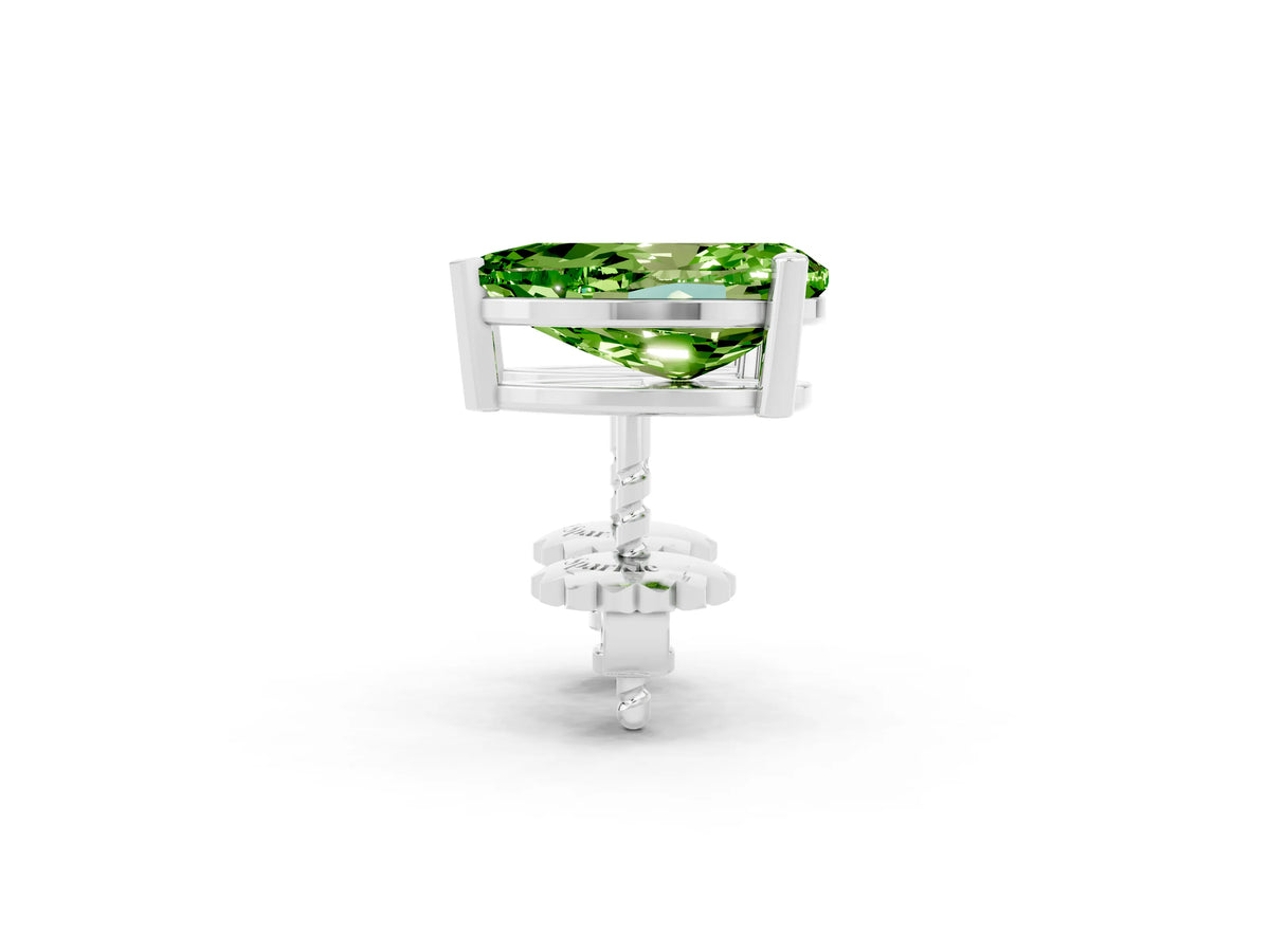 Pear Cut Peridot Stud Earrings in Platinum with Basket Setting