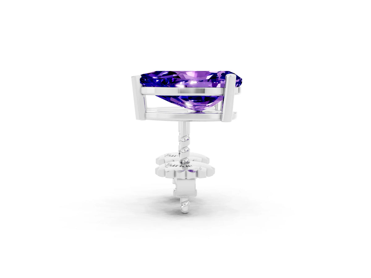 Pear Cut Tanzanite Stud Earrings in Silver with Basket Setting