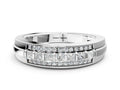Platinum Bar-Set Princess Cut Diamond Pavé Band