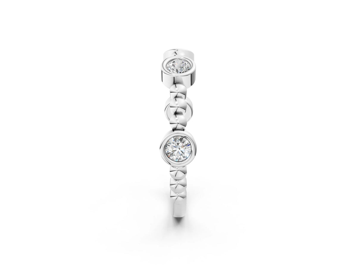 Platinum Bezel Set Round Diamond Beaded Band