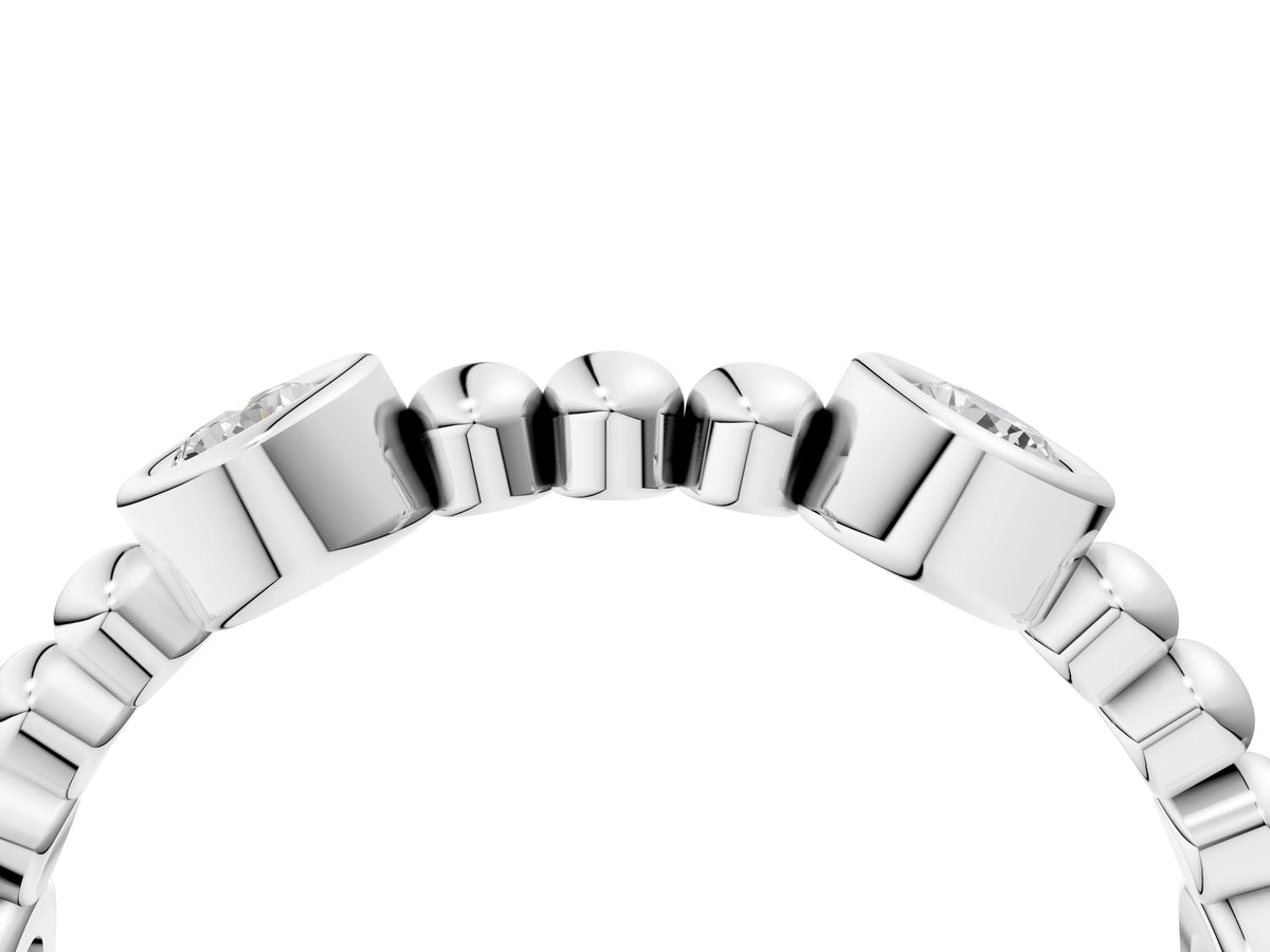 Platinum Bezel Set Round Diamond Beaded Band