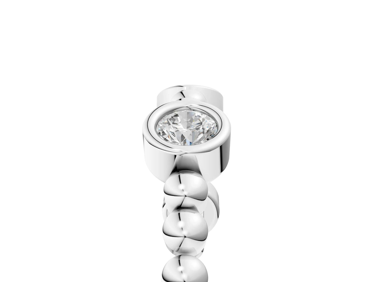 Platinum Bezel Set Round Diamond Beaded Band