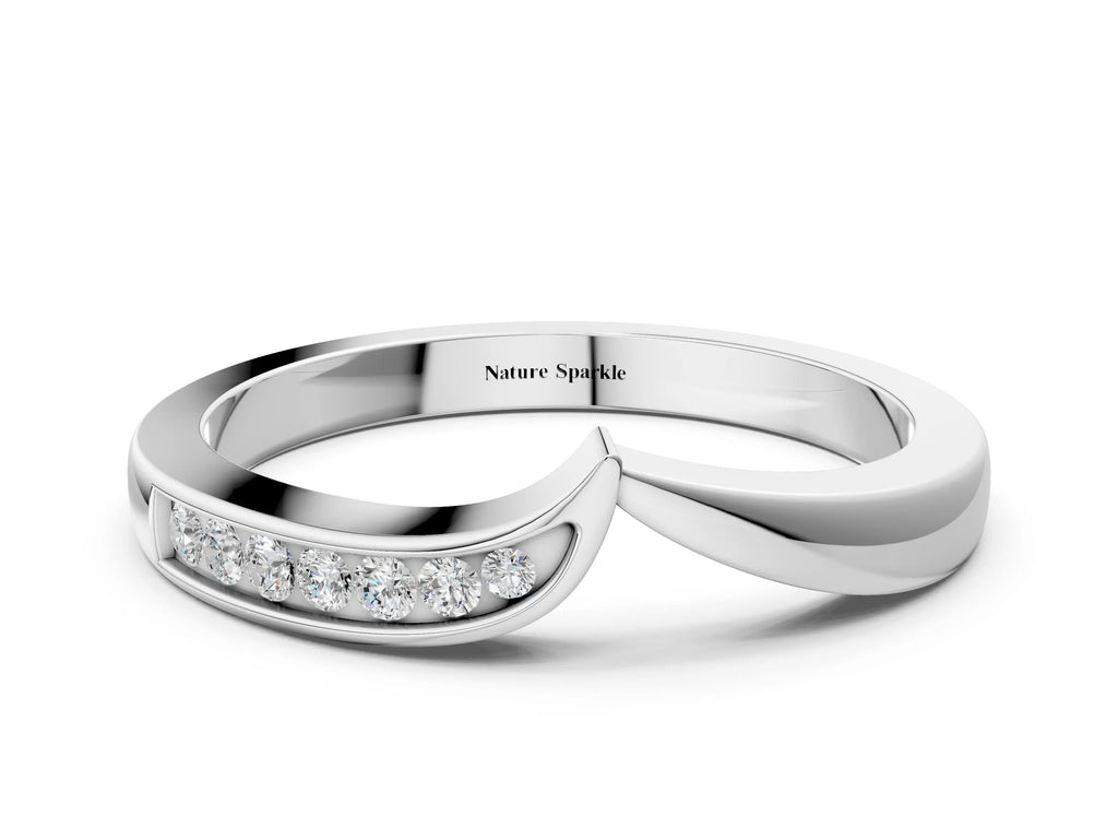 Platinum Channel Set Round Diamond Contour Band