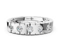 Platinum Channel Set Round Diamond Flat Band with Prong Setting