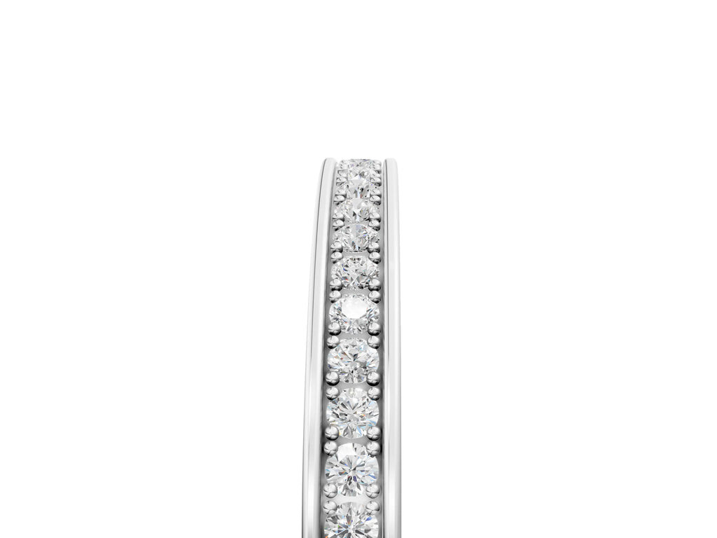 Platinum Channel Set Round Diamond Milgrain Engraved Band