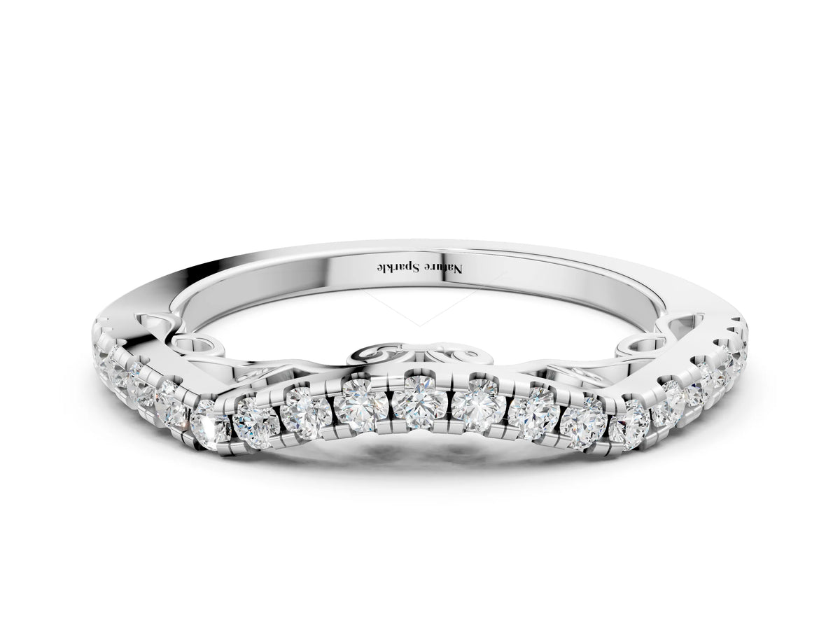 Platinum Curved Diamond Pavé Round Eternity Band with Shared Prong Setting